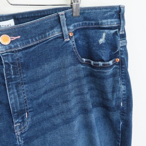 Lane Bryant Plus Size 28 Curvy Fit High Rise Skinny Distressed Dark Denim Jeans - Picture 3 of 13